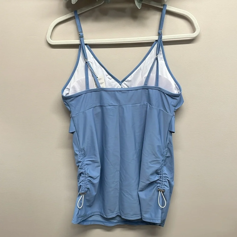 NWT Summer Mae Maternity Tankini Swimsuit Ruffle V-neck Ruched Tie Sides M